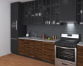 Contemporary Wood Design Kitchen Medium Modello 3D