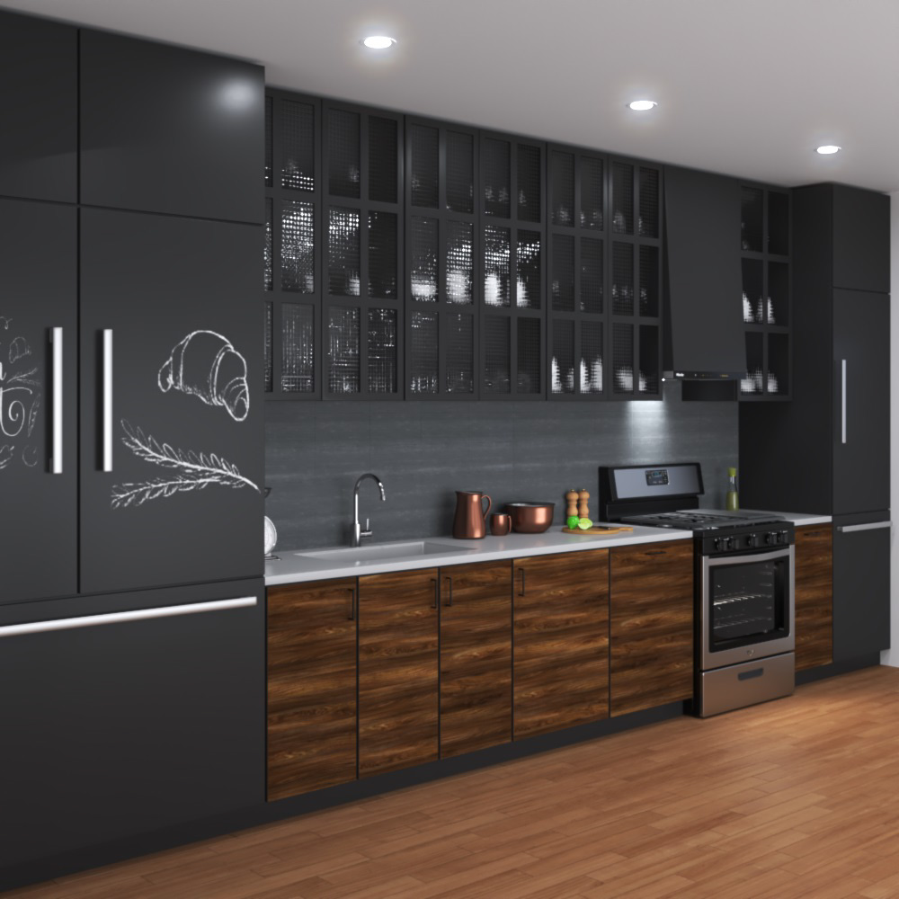 Contemporary Wood Design Kitchen Big 3D model