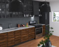 Contemporary Wood Design Kitchen Big 3D模型