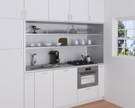 Contemporary White Kitchen Desighn Small 3D model