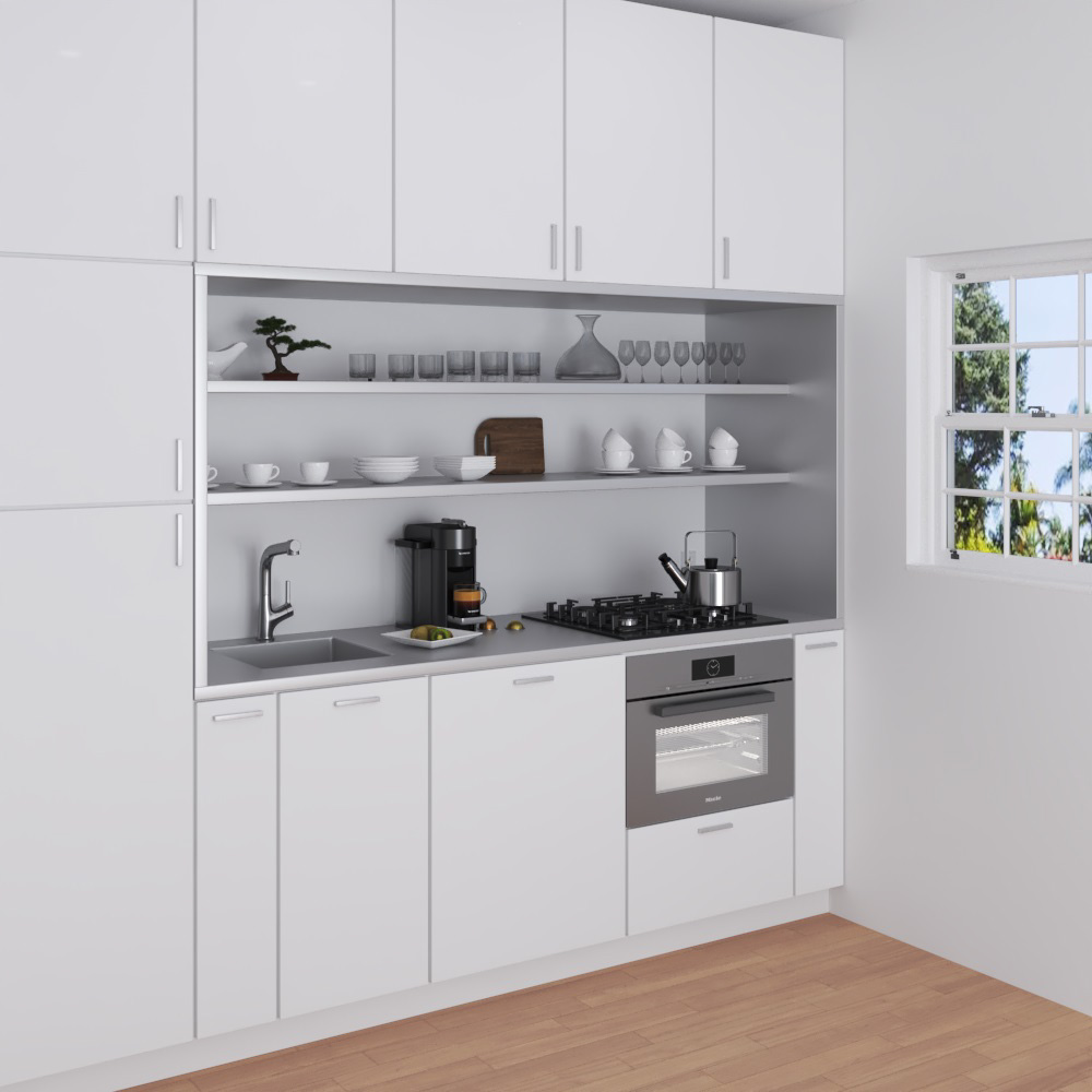 Contemporary White Kitchen Desighn Small Modelo 3d