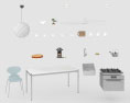 Contemporary White Kitchen Desighn Small 3D 모델 