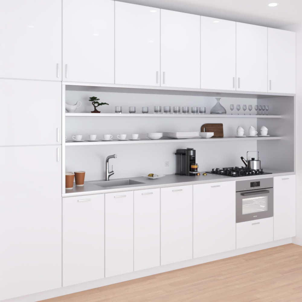 Contemporary White Kitchen Desighn Medium Modello 3D