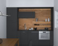 Wooden Dark Modern Kitchen Design Small Modelo 3d