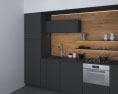 Wooden Dark Modern Kitchen Design Small Modelo 3D