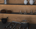 Wooden Dark Modern Kitchen Design Small 3d model