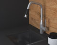 Wooden Dark Modern Kitchen Design Small Modello 3D