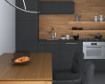 Wooden Dark Modern Kitchen Design Small Modelo 3D