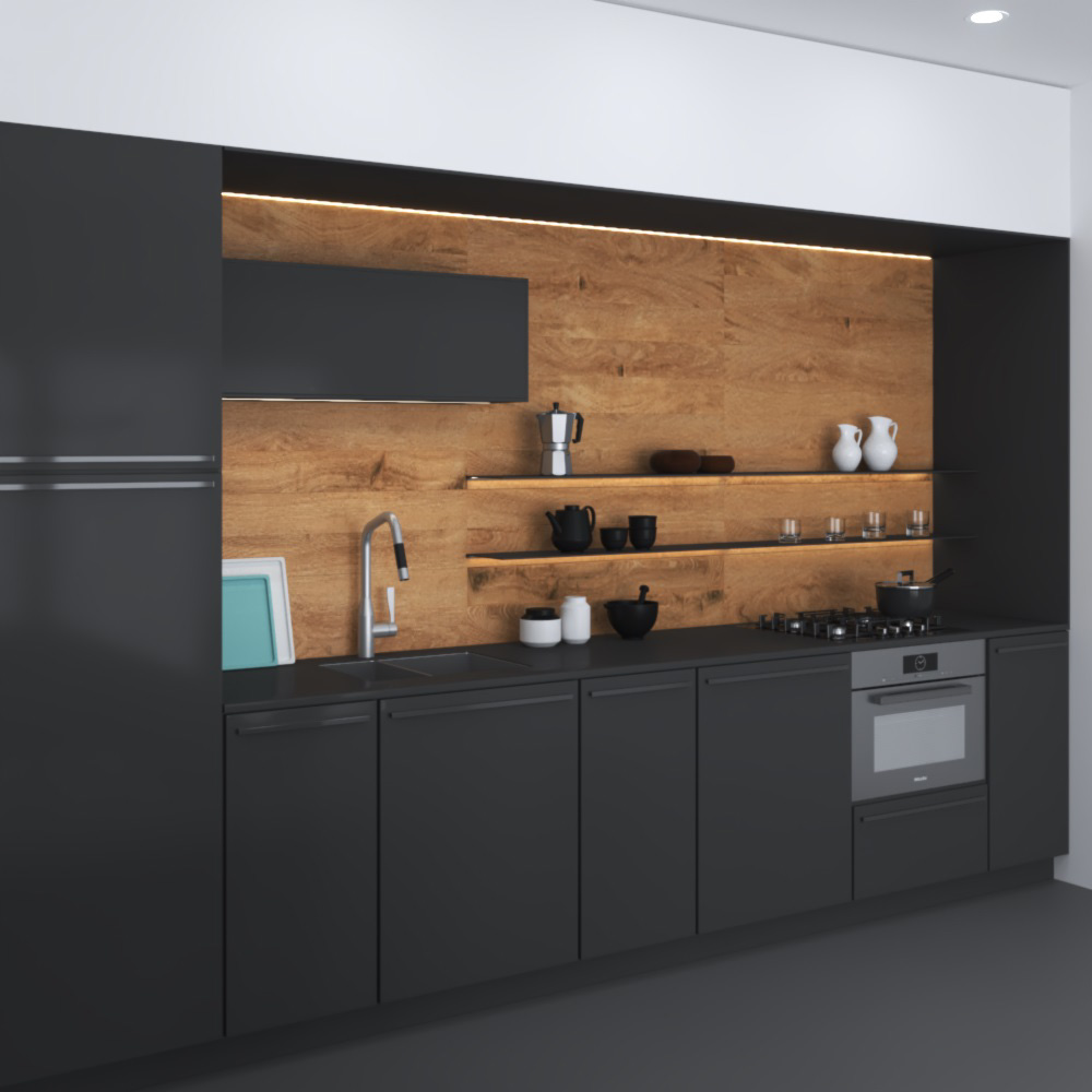 Wooden Dark Modern Kitchen Design Medium 3D model