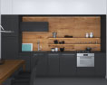Wooden Dark Modern Kitchen Design Medium 3d model