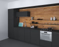 Wooden Dark Modern Kitchen Design Medium 3D-Modell