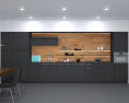 Wooden Dark Modern Kitchen Design Big Modelo 3d