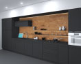 Wooden Dark Modern Kitchen Design Big 3Dモデル