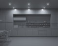 Wooden Dark Modern Kitchen Design Big 3D модель