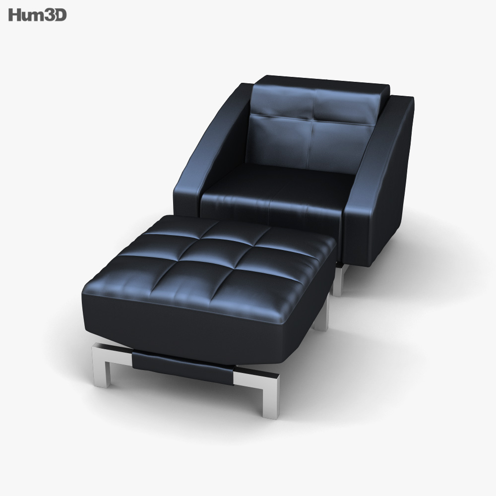 Convertible Chair with Ottoman 3D model