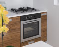 Wooden Kitchen With White Wall Design Small 3Dモデル