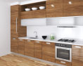 Wooden Kitchen With White Wall Design Medium Modello 3D