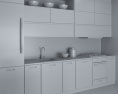 Wooden Kitchen With White Wall Design Medium 3D модель