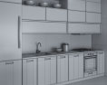 Wooden Kitchen With White Wall Design Medium 3Dモデル