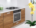 Wooden Kitchen With White Wall Design Medium Modello 3D