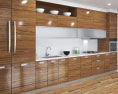 Wooden Kitchen With White Wall Design Big Modelo 3d