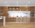 Wooden Kitchen With White Wall Design Big Modello 3D