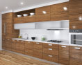 Wooden Kitchen With White Wall Design Big Modelo 3d
