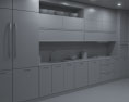Wooden Kitchen With White Wall Design Big 3d model
