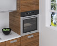 Wooden Kitchen With White Wall Design Big Modelo 3D