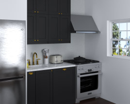 French Bistro Inspired Traditional Kitchen Design Small Modello 3D