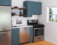 Blue Cabinets Contemporary Kitchen Design Small Modèle 3d