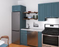 Blue Cabinets Contemporary Kitchen Design Small 3d model