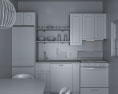 Blue Cabinets Contemporary Kitchen Design Small Modelo 3D