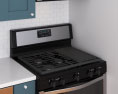 Blue Cabinets Contemporary Kitchen Design Small Modelo 3D