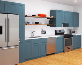 Blue Cabinets Contemporary Kitchen Design Big 3D model