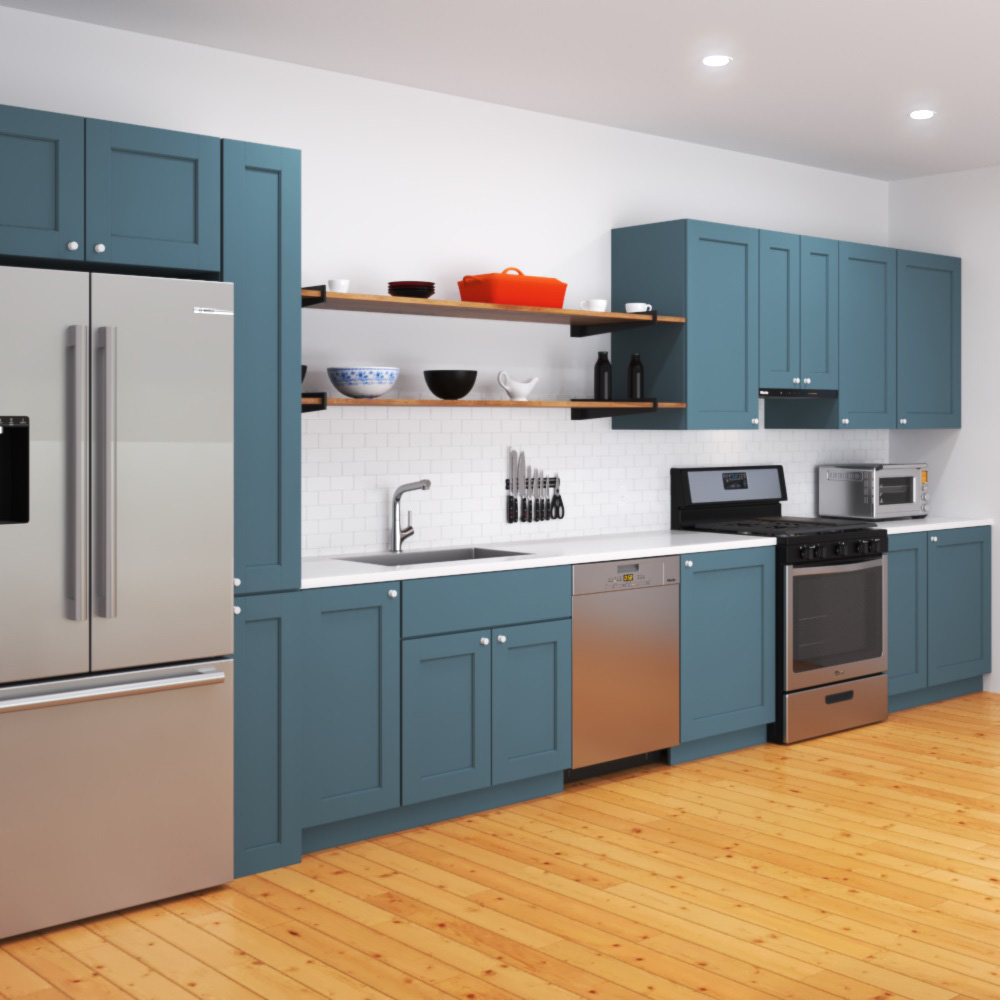 Blue Cabinets Contemporary Kitchen Design Big 3D model