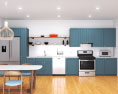 Blue Cabinets Contemporary Kitchen Design Big Modèle 3d