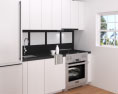 White Cabinets With Frosted Glass Contemporary Kitchen Design Small 3D модель