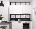 White Cabinets With Frosted Glass Contemporary Kitchen Design Small Modelo 3D