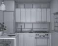 White Cabinets With Frosted Glass Contemporary Kitchen Design Small 3D-Modell