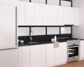White Cabinets With Frosted Glass Contemporary Kitchen Design Medium Modello 3D