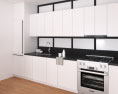 White Cabinets With Frosted Glass Contemporary Kitchen Design Medium Modello 3D