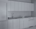 White Cabinets With Frosted Glass Contemporary Kitchen Design Medium Modèle 3d