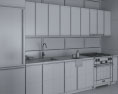 White Cabinets With Frosted Glass Contemporary Kitchen Design Medium 3D-Modell