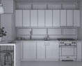 White Cabinets With Frosted Glass Contemporary Kitchen Design Medium Modelo 3d