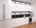 White Cabinets With Frosted Glass Contemporary Kitchen Design Big Modelo 3D