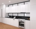 White Cabinets With Frosted Glass Contemporary Kitchen Design Big Modello 3D