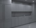 White Cabinets With Frosted Glass Contemporary Kitchen Design Big 3d model