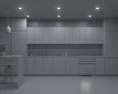 White Cabinets With Frosted Glass Contemporary Kitchen Design Big 3D-Modell