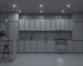 White Cabinets With Frosted Glass Contemporary Kitchen Design Big 3Dモデル